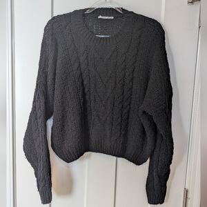 Chenille Black Cable Knit Sweater
